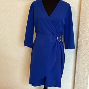 Gorgeous blue wrap dress with bling accent